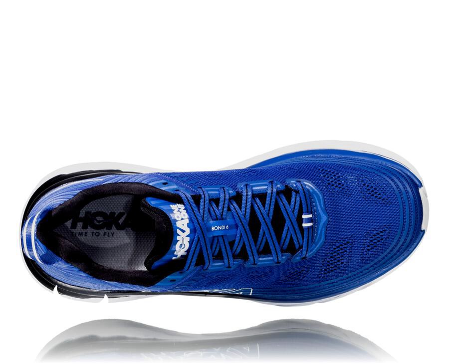 Running Shoes Mens - Hoka One One Bondi 6 - Blue/White - CRFIJPD-09